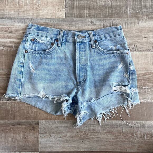 AGOLDE Parker Vintage Cut Off Denim Shorts in Swap Meet Size 25 - Picture 2 of 6